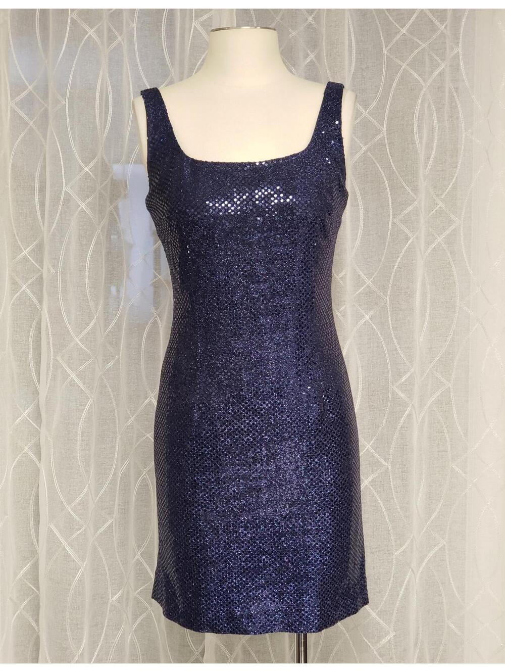 MK Studio Sparkly Blue Sequins Sleeveless Women's Cocktail Dress Sz S